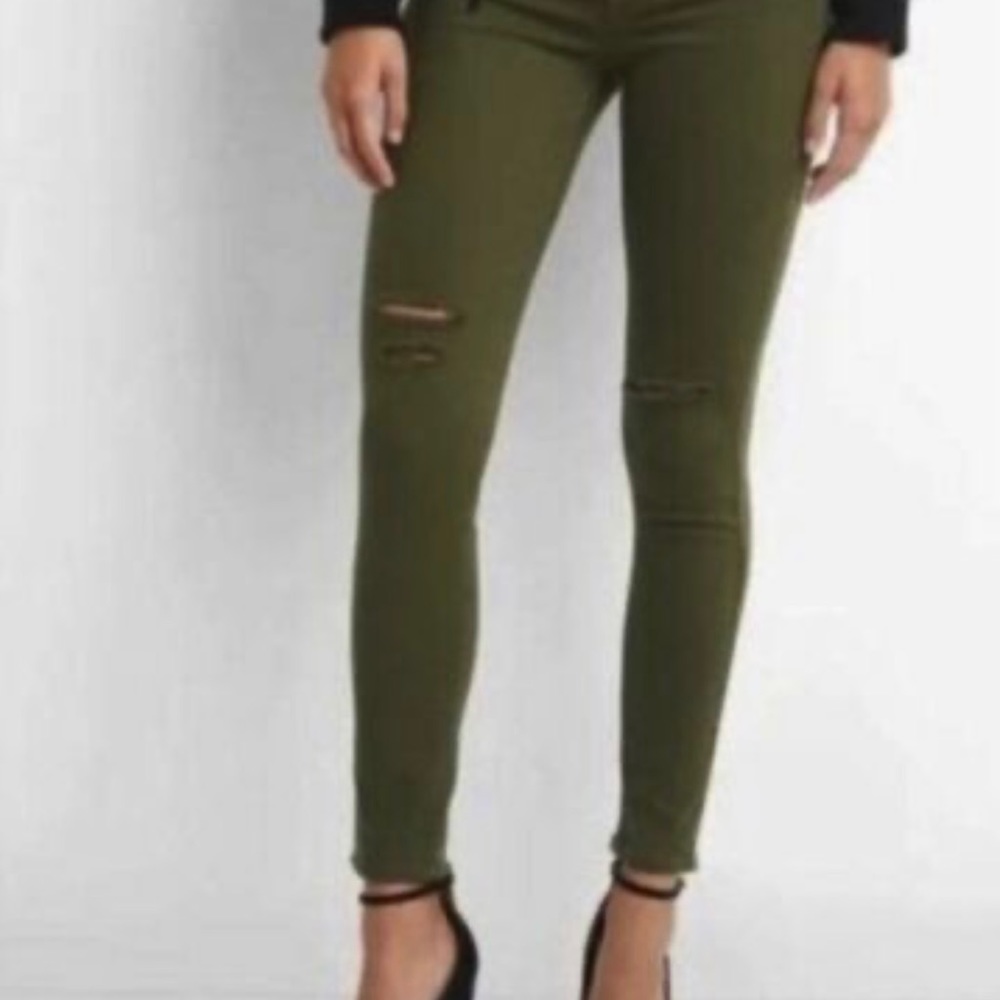 Gap Easy Legging Jeans Olive Ripped Knee